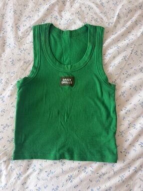 Daily Drills Bright Green Ribbed Cropped Tank